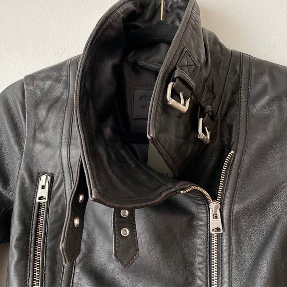 NWT All Saints Bales Biker Leather Jacket Women's XS - Picture 6 of 13